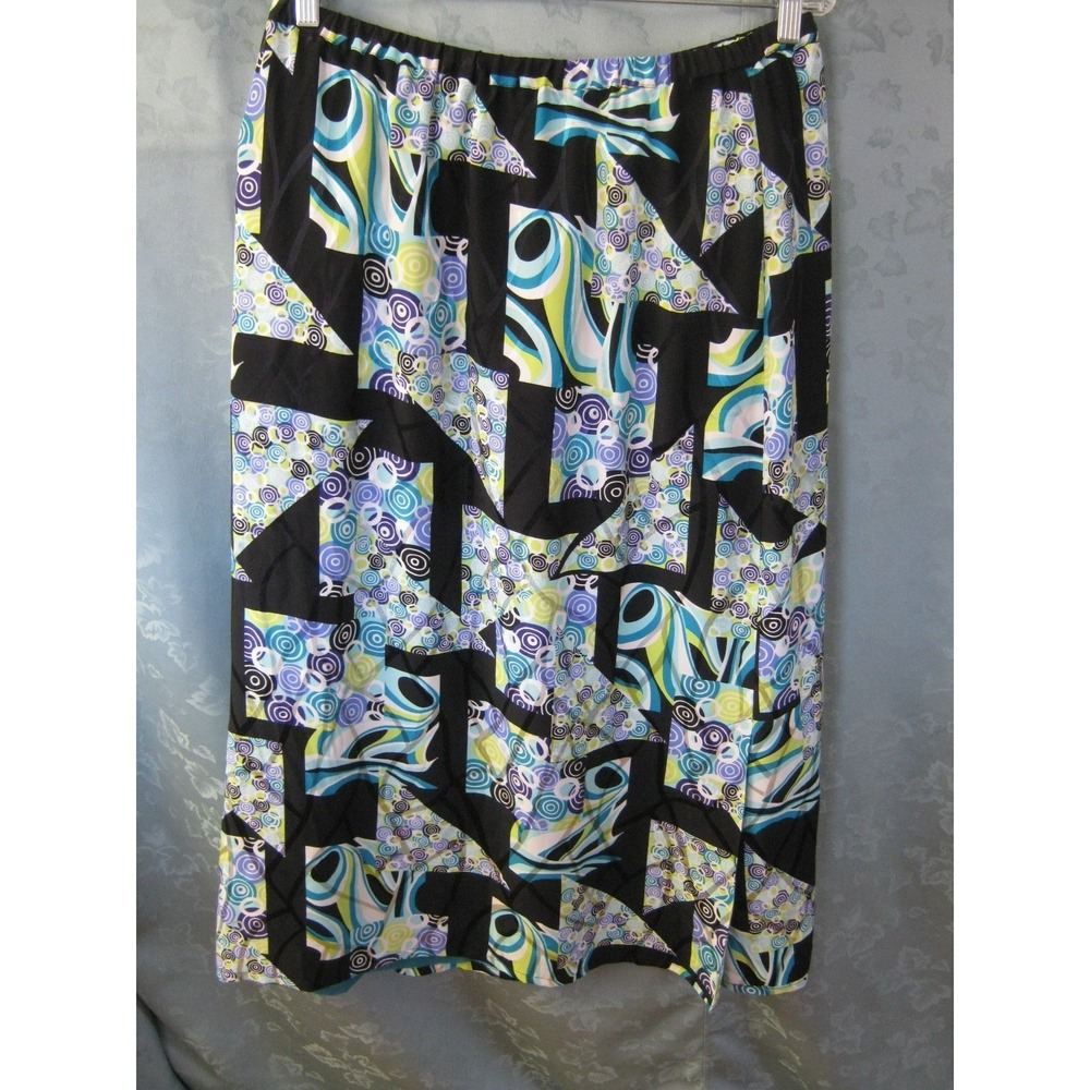 Koos of Course Size Large Long 100% Silk Skirt Lined Bold Print